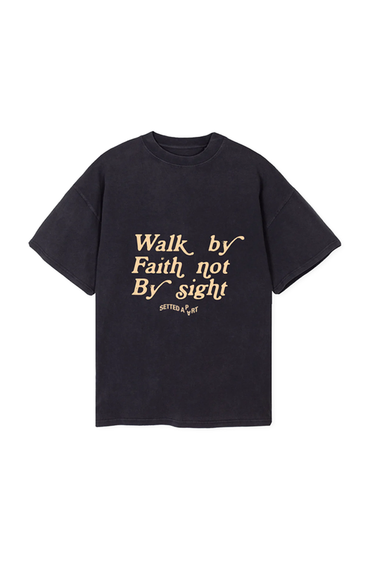 Walk By Faith Not By Sight Vintage Black Oversized Tee